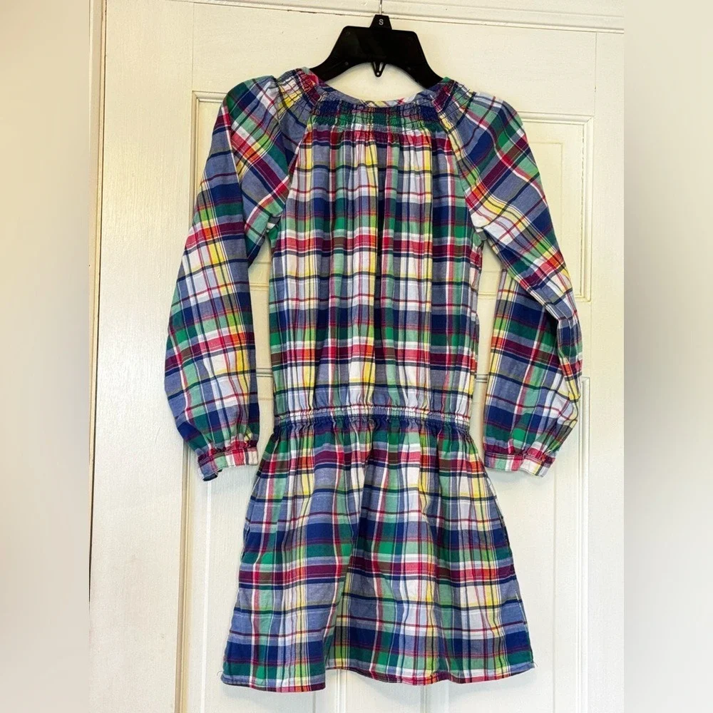 Ralph Lauren Girls Plaid Button-Front Dress in Blue,‎ Green, Red, Yellow